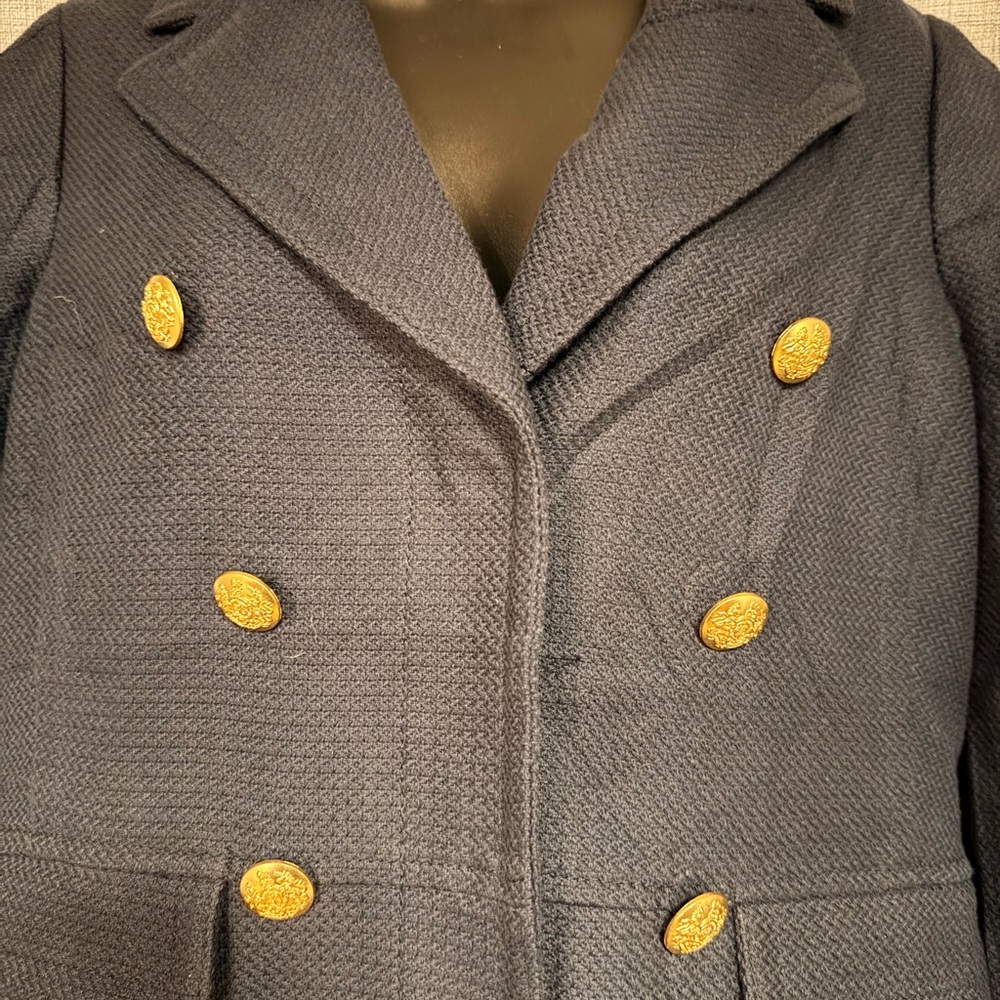 Banana Republic Navy Military Style Double-Breasted Cotton Peacoat – W-Med. NWOT - Picture 5 of 8